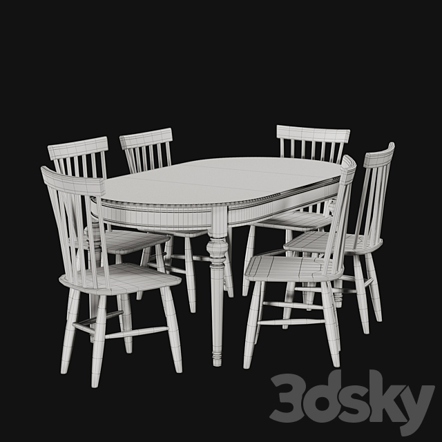 Danton Home Table and Chair 3DS Max Model - thumbnail 2