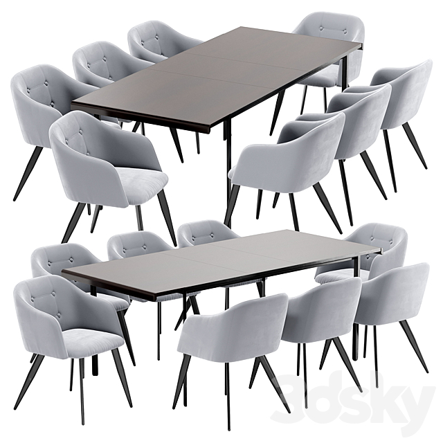 DC-9505 dining chair and Nadyria table 3DS Max Model - thumbnail 3