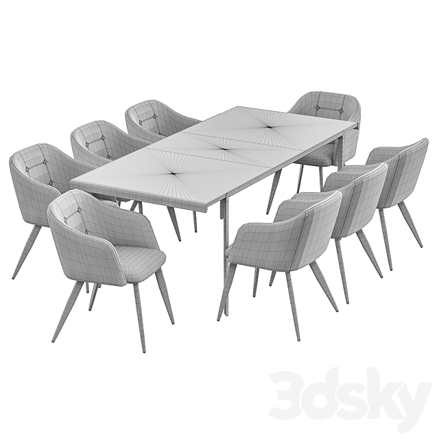 DC-9505 dining chair and Nadyria table 3DS Max Model - thumbnail 6