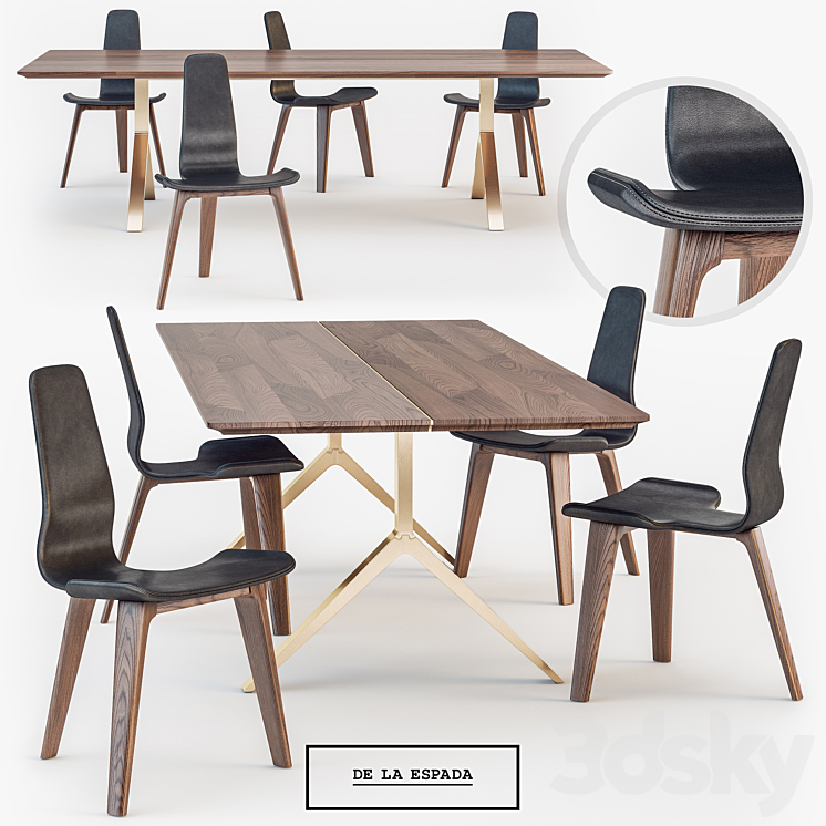 De La Espada Overton dining Table Tapas Chair 3DS Max - thumbnail 1