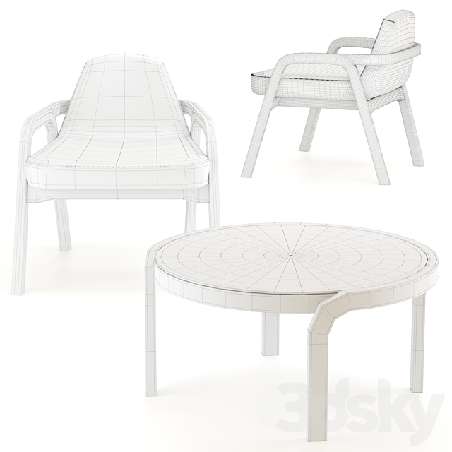 Decanter Lazi Chair & Genea Table by Passoni 3DSMax File - thumbnail 3