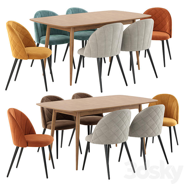 Deephouse. Dining chair Paris. NORDECO Extendable Table 3DS Max Model - thumbnail 1