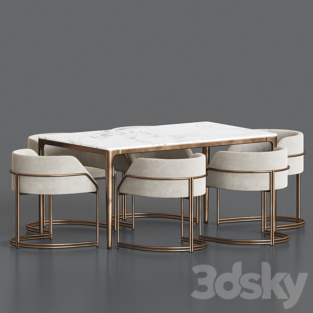 Deja Vu Chair Canto Table Dining Set 3DS Max Model - thumbnail 2