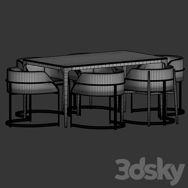 Deja Vu Chair Canto Table Dining Set 3DS Max Model - thumbnail 3