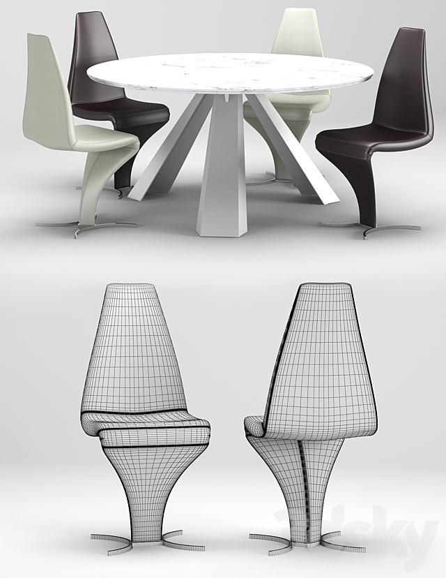 Desk-chair Eliot-betty Cattelan Italia 3DS Max Model - thumbnail 3