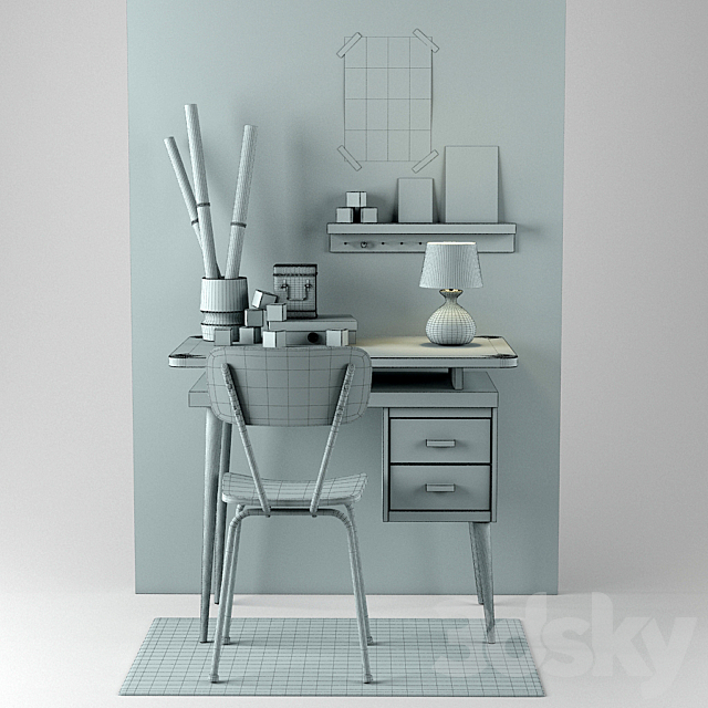 Desk set 3DS Max Model - thumbnail 2