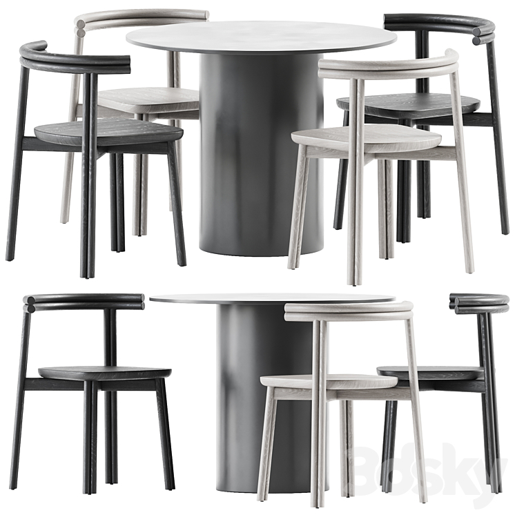 Dial Dining Table and Twill Chair by DesignByThem 3DS Max Model - thumbnail 1