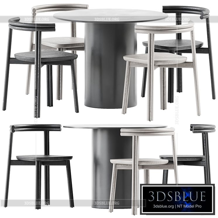 Dial Dining Table and Twill Chair by DesignByThem 3DS Max - thumbnail 3