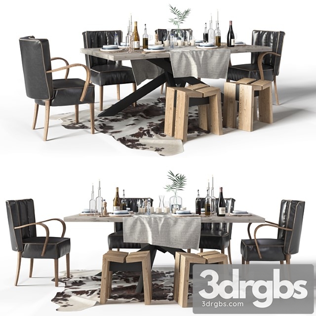 Dialma Brown Dining Set 2 3dsmax Download - thumbnail 1