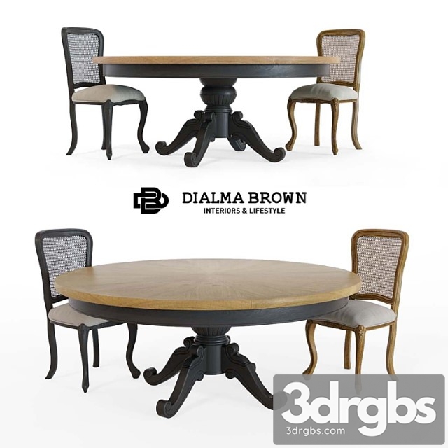 Dialma brown table and chair 2 3dsmax Download - thumbnail 1