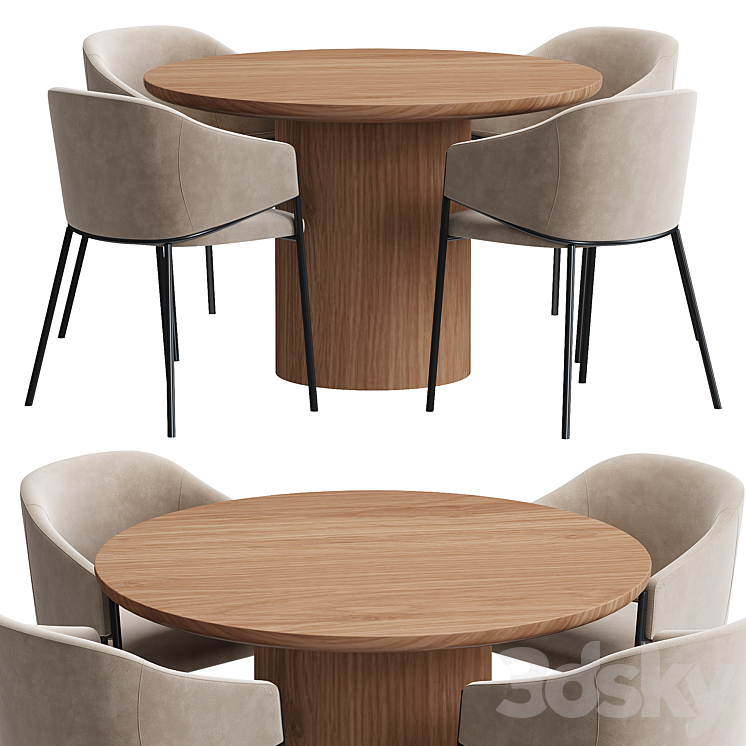 Dill dining table set 3DS Max Model - thumbnail 1