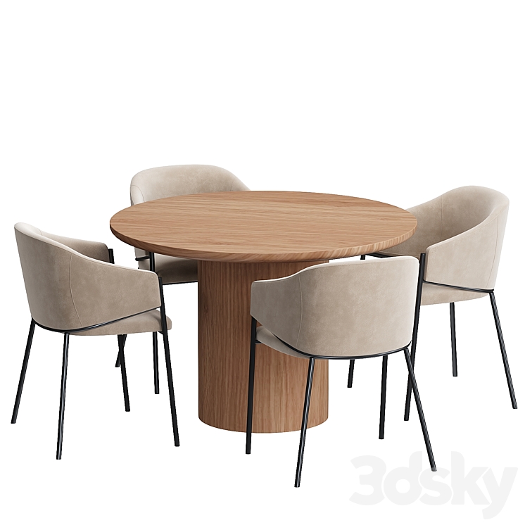 Dill dining table set 3DS Max Model - thumbnail 2