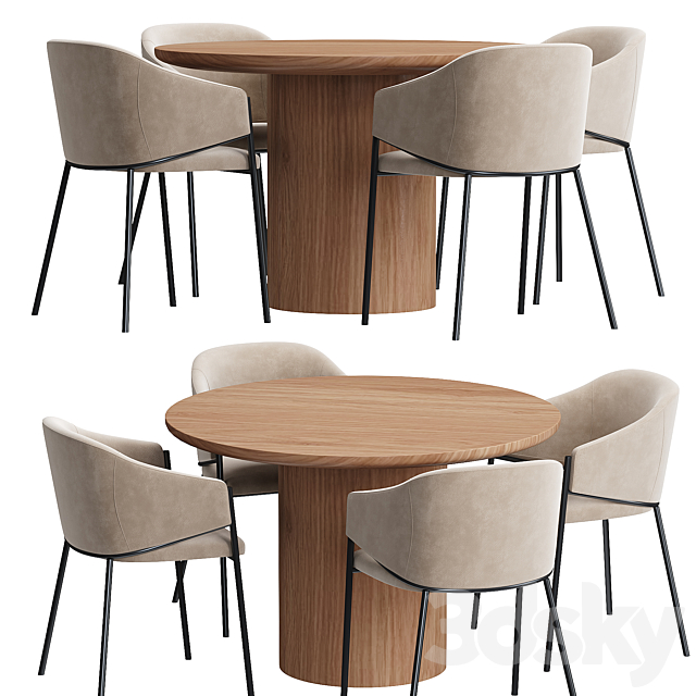 Dill dining table set 3DSMax File - thumbnail 3