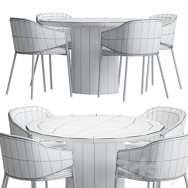 Dill dining table set 3DSMax File - thumbnail 4