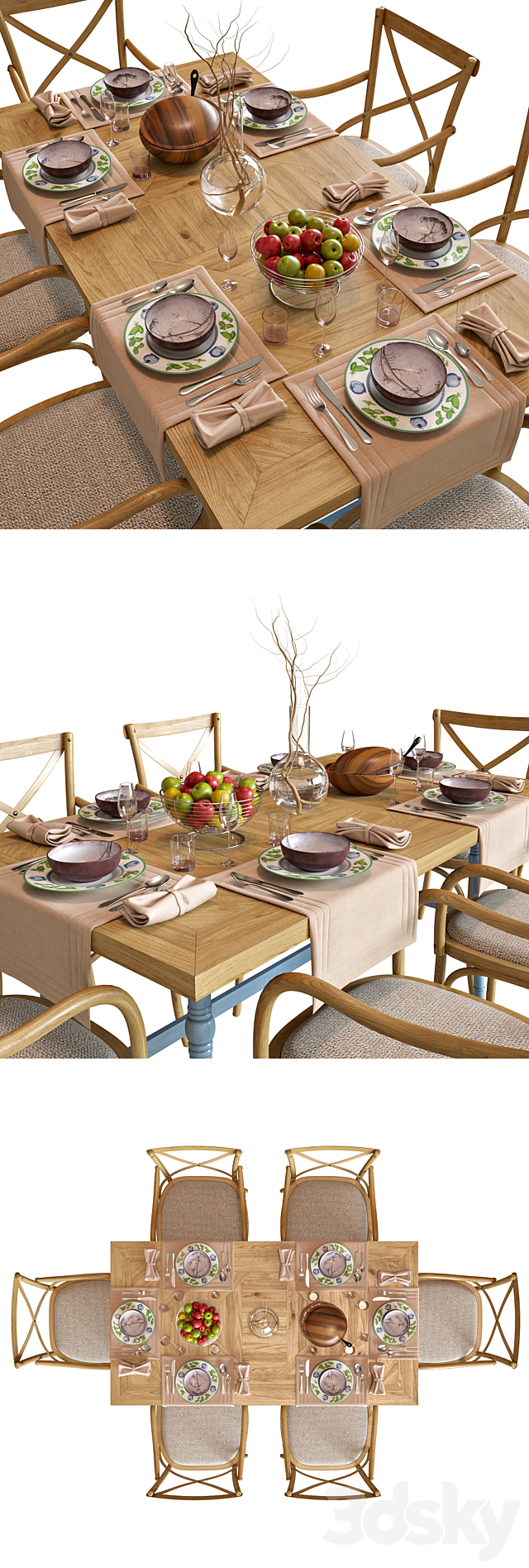 DINETTE WOODEN PROVENCE 3DSMax File - thumbnail 2