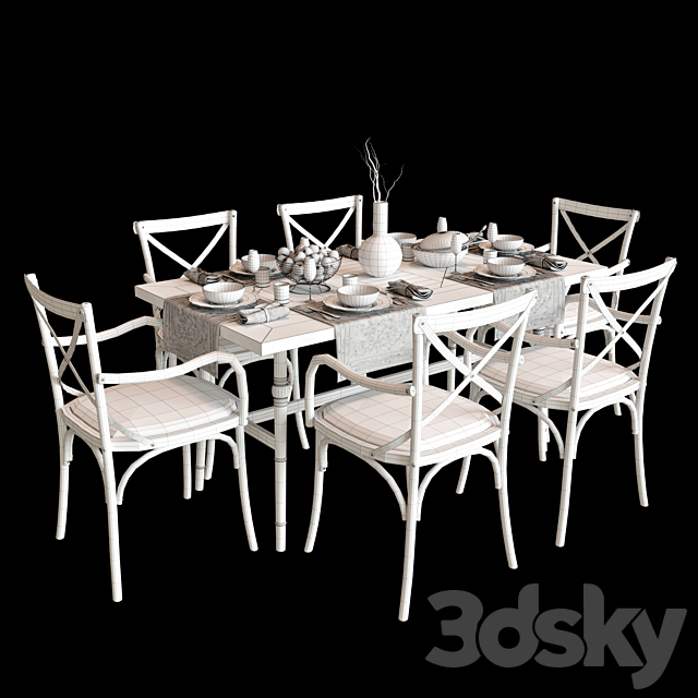 DINETTE WOODEN PROVENCE 3DSMax File - thumbnail 3