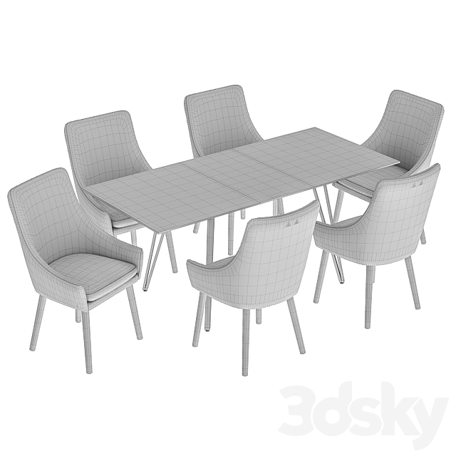 Dining chair Dafna and table Diego 3DS Max Model - thumbnail 5