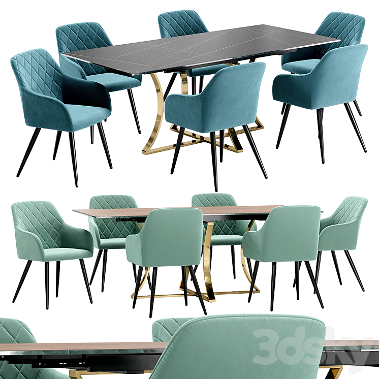 Dining chair Robert and table DT 3DS Max Model - thumbnail 3