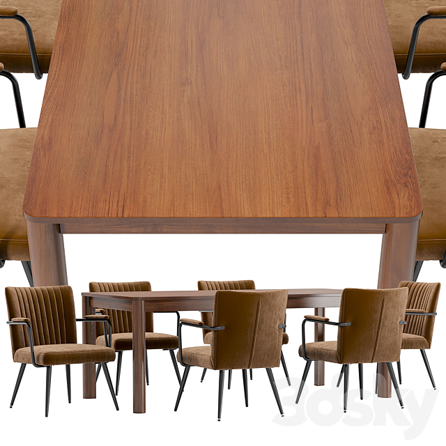 Dining chair Ronda and table Bergen Bgt35 3DS Max Model - thumbnail 3