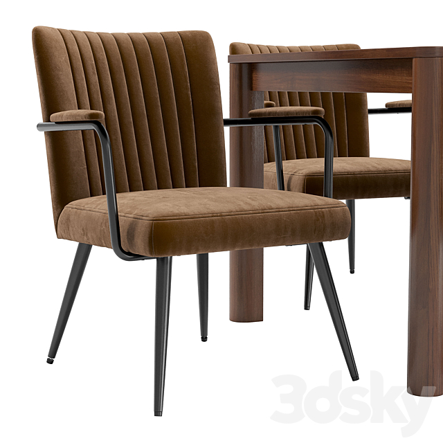 Dining chair Ronda and table Bergen Bgt35 3DS Max Model - thumbnail 4