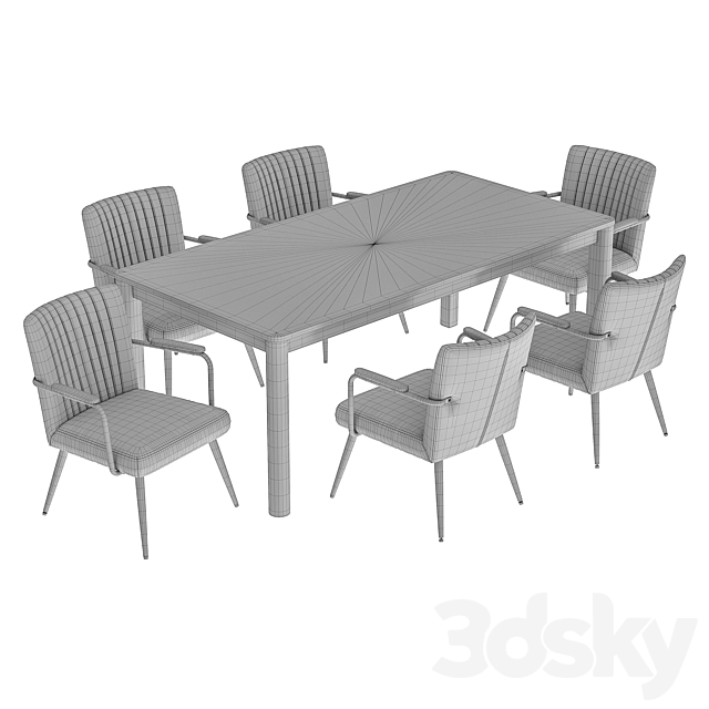 Dining chair Ronda and table Bergen Bgt35 3DS Max Model - thumbnail 6