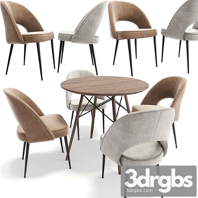 Dining chair set 08 2 3dsmax Download - thumbnail 1