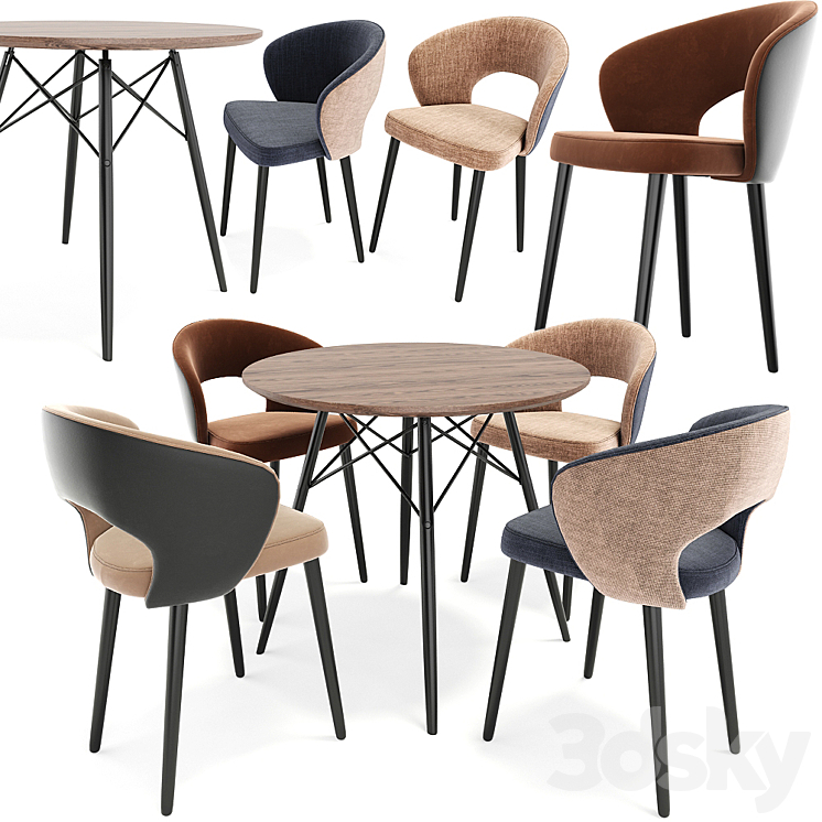 Dining Chair Set 09 3DS Max - thumbnail 1