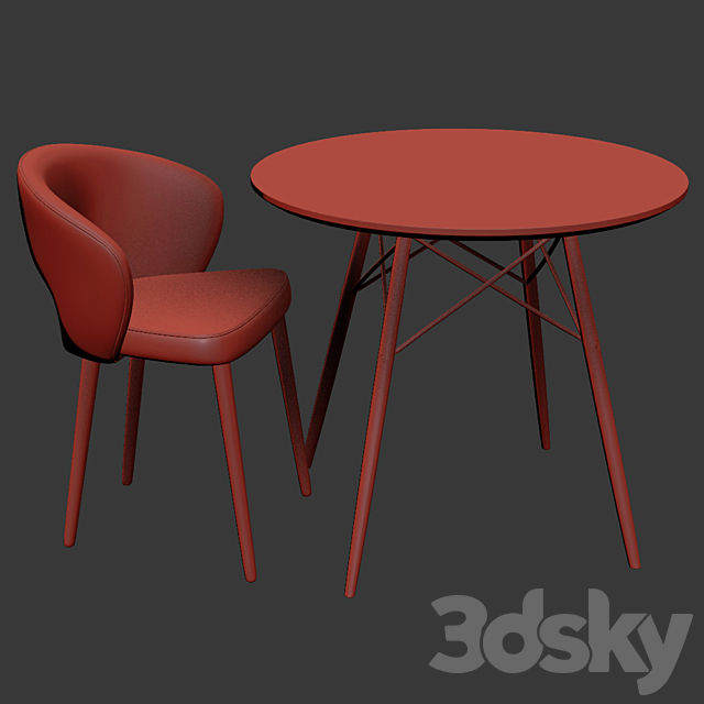 Dining Chair Set 09 3DSMax File - thumbnail 3