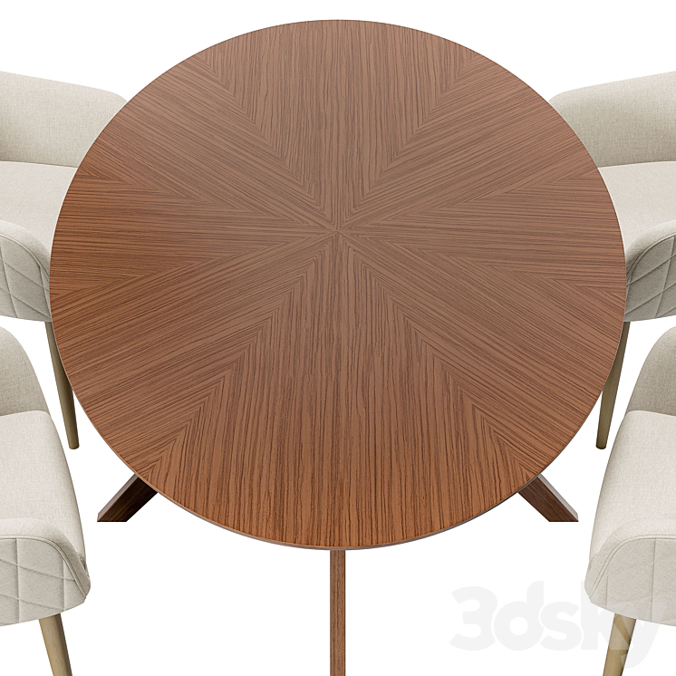 Dining chair Zoe and table Adel 3DS Max - thumbnail 2