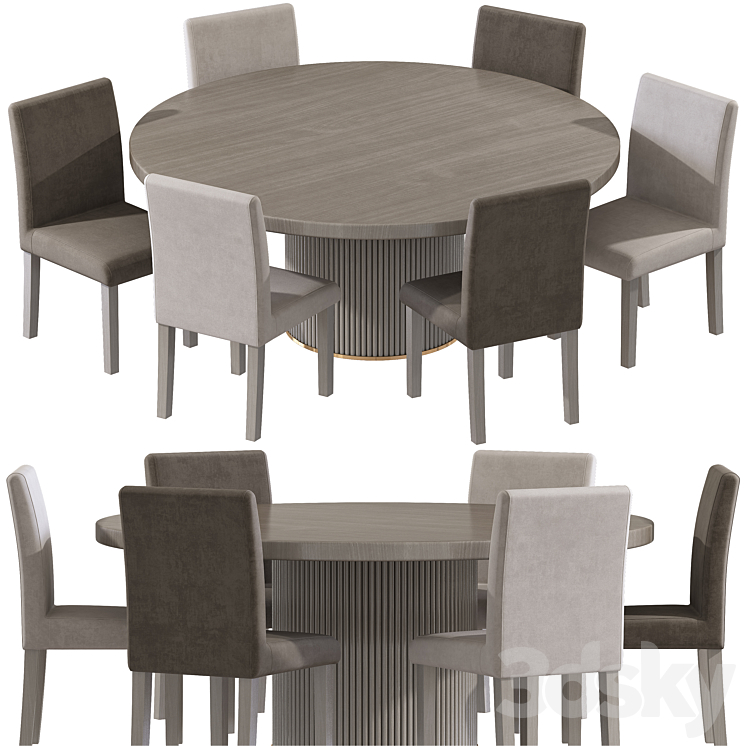 Dining Chairs \/ Table N_51 3DS Max Model - thumbnail 3