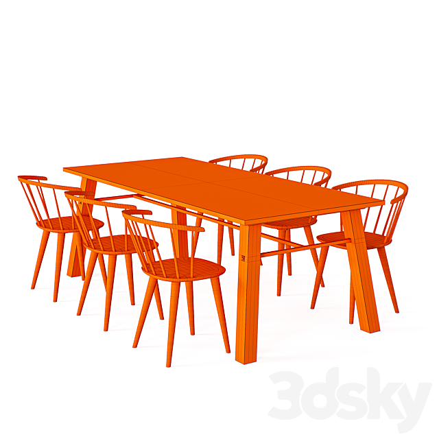 Dining group 3DS Max Model - thumbnail 5