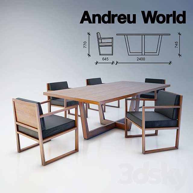 Dining group Andreu World 3ds Max - thumbnail 1