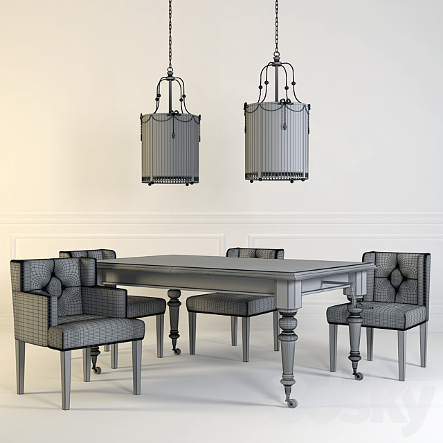 Dining Group Eichholtz 3DS Max Model - thumbnail 2