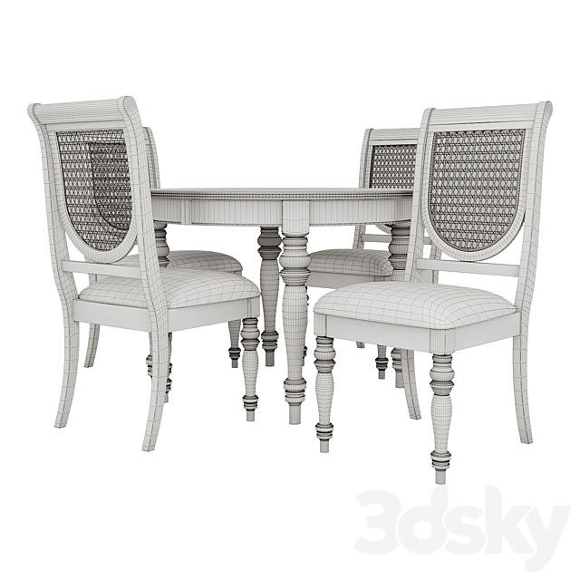 Dining Group LIFESTYLE-Table and Chairs VICTORIA TOBACCO (01) 3DS Max Model - thumbnail 2