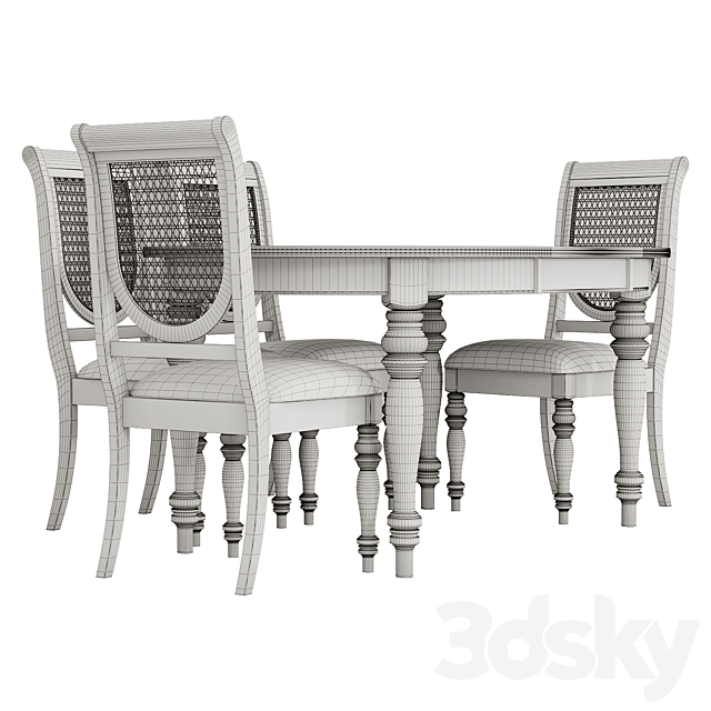 Dining Group LIFESTYLE-Table and Chairs VICTORIA TOBACCO (02) 3DS Max Model - thumbnail 2