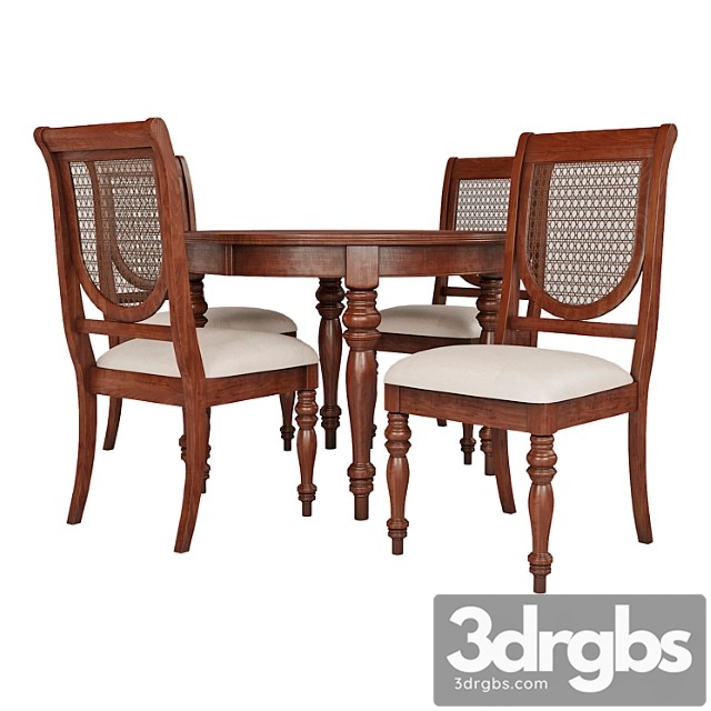 Dining Group Lifestyle Table and Chairs Victoria Tobacco 3dsmax Download - thumbnail 1