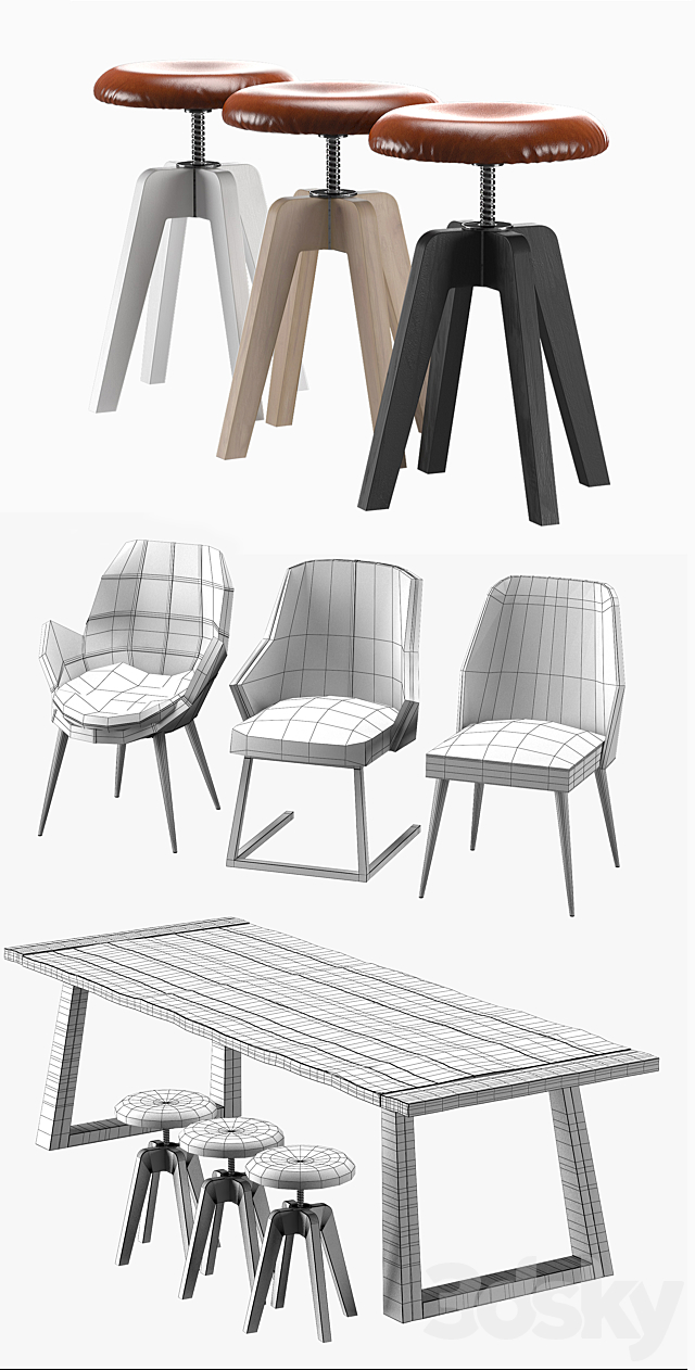 Dining group “Loft-11” 3DS Max Model - thumbnail 3