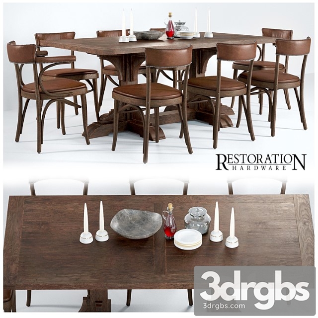 Dining group restoration hardware 2 3dsmax Download - thumbnail 1