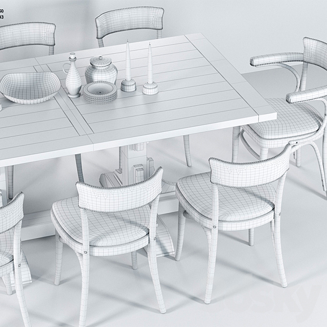 Dining group RESTORATION HARDWARE 3DSMax File - thumbnail 3