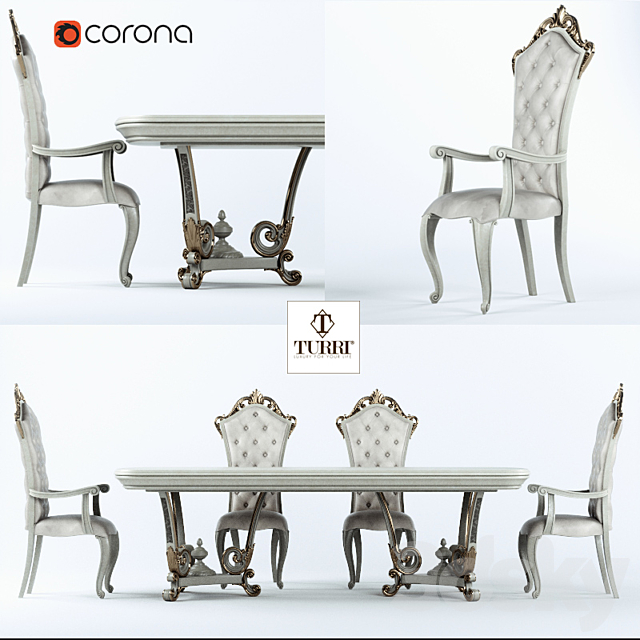 Dining Group Turri Baroque 3DS Max Model - thumbnail 1