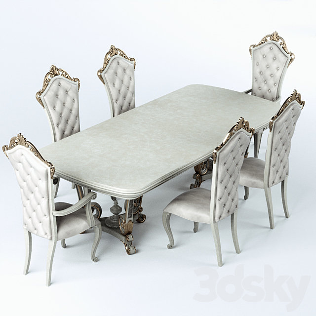 Dining Group Turri Baroque 3DS Max Model - thumbnail 3