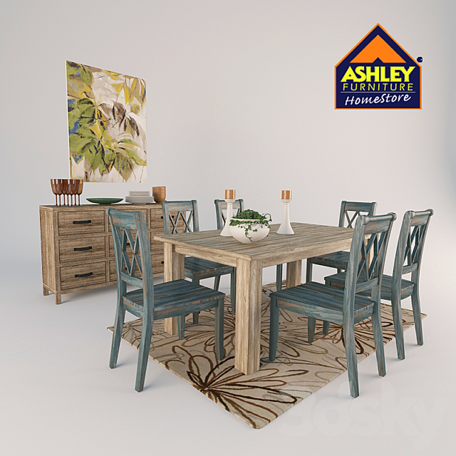 Dining room set Ashley furniture 3DSMax File - thumbnail 1