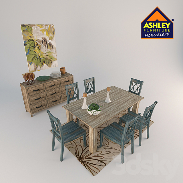 Dining room set Ashley furniture 3DSMax File - thumbnail 2