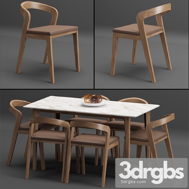 Dining Set 002 3dsmax Download - thumbnail 1