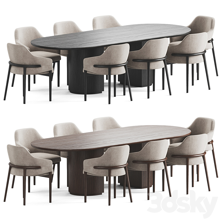 Dining Set 01 3DS Max Model - thumbnail 1