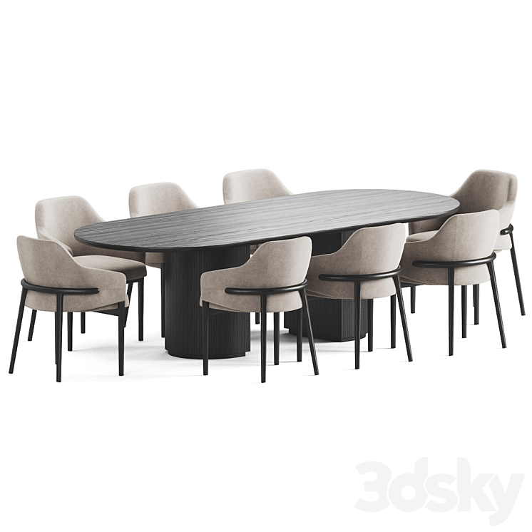 Dining Set 01 3DS Max Model - thumbnail 2