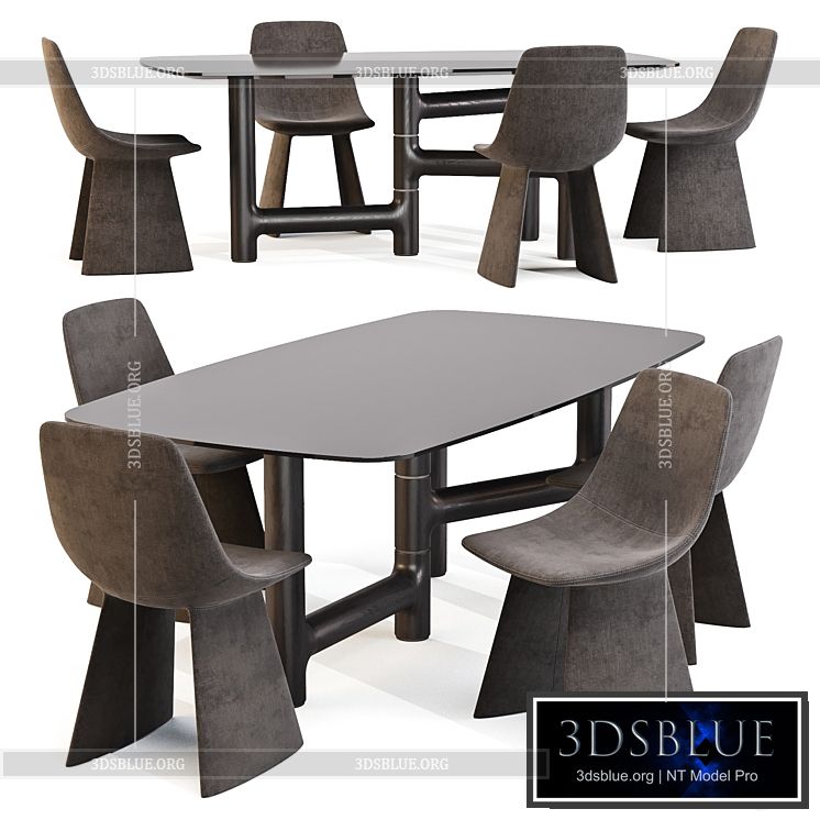 Dining Set 02: Bonaldo (Pivot Table and Agea Chairs) 3DS Max - thumbnail 3