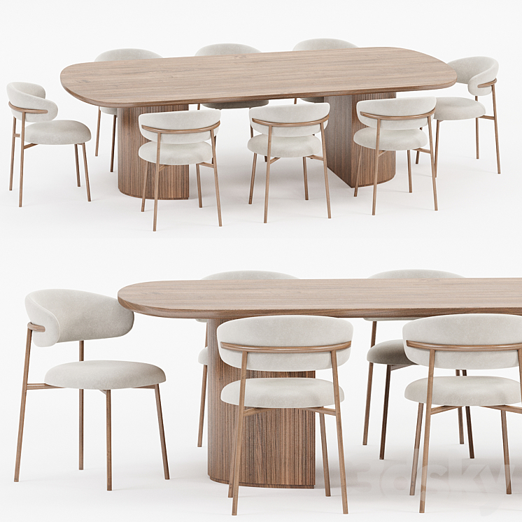 Dining set 05 3DS Max Model - thumbnail 1