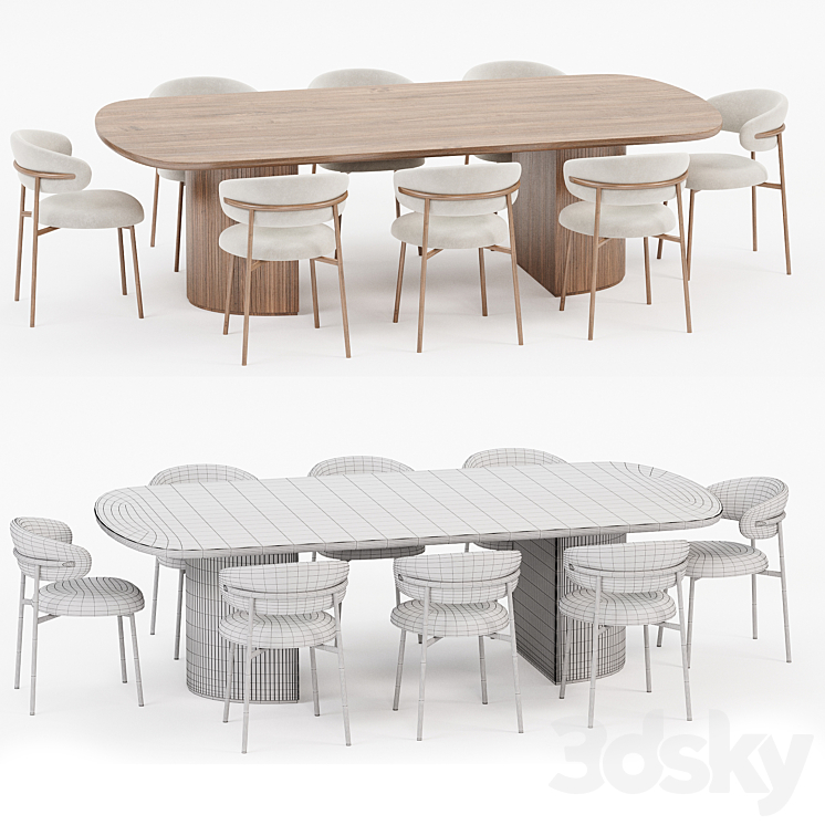 Dining set 05 3DS Max Model - thumbnail 2