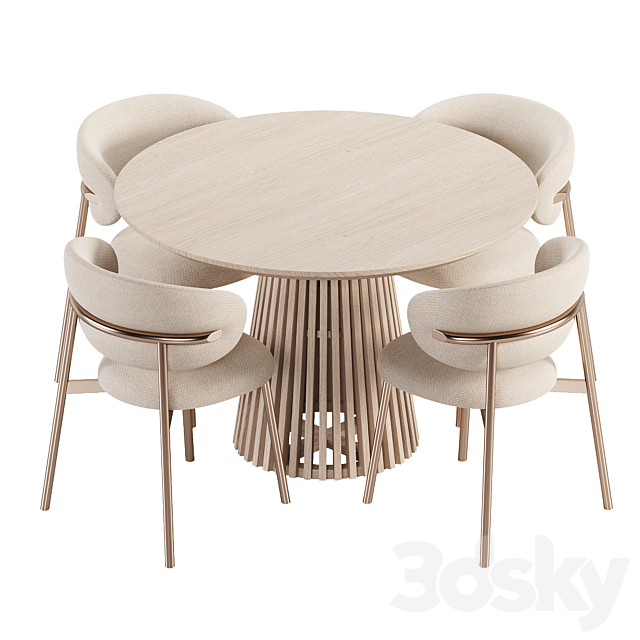 Dining Set 07 3DS Max Model - thumbnail 2